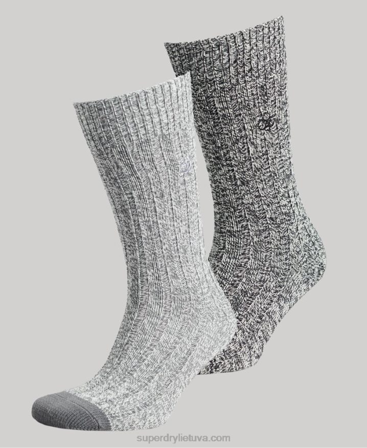 Superdry Organic Cotton Twist Sock Pack Grey Men