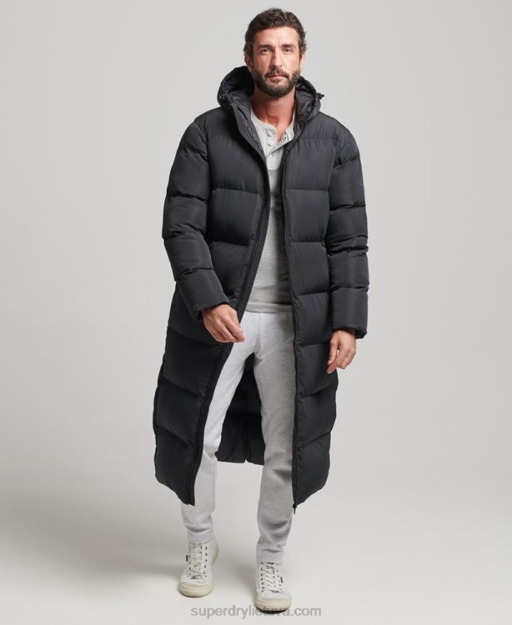 Superdry Extra Long Puffer Coat Black Men