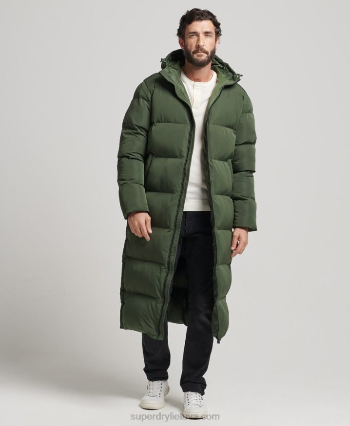 Superdry Extra Long Puffer Coat Green Men