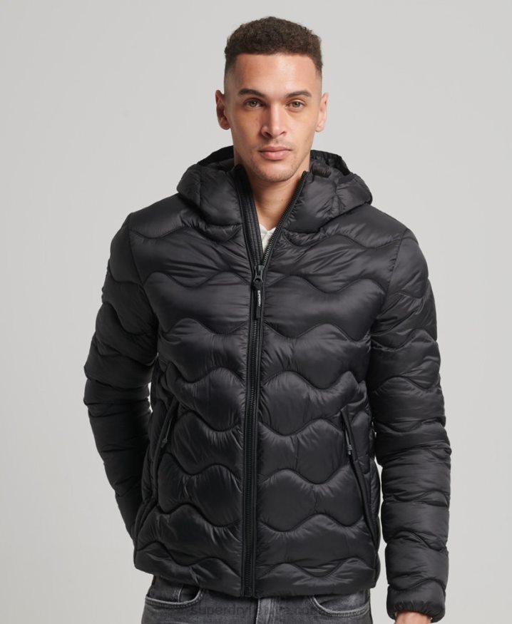 Superdry Hooded Lightweight Padded Coat Black Men