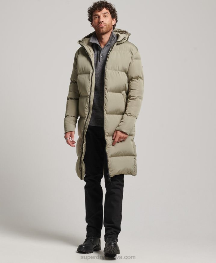 Superdry Longline Duvet Coat Khaki Men