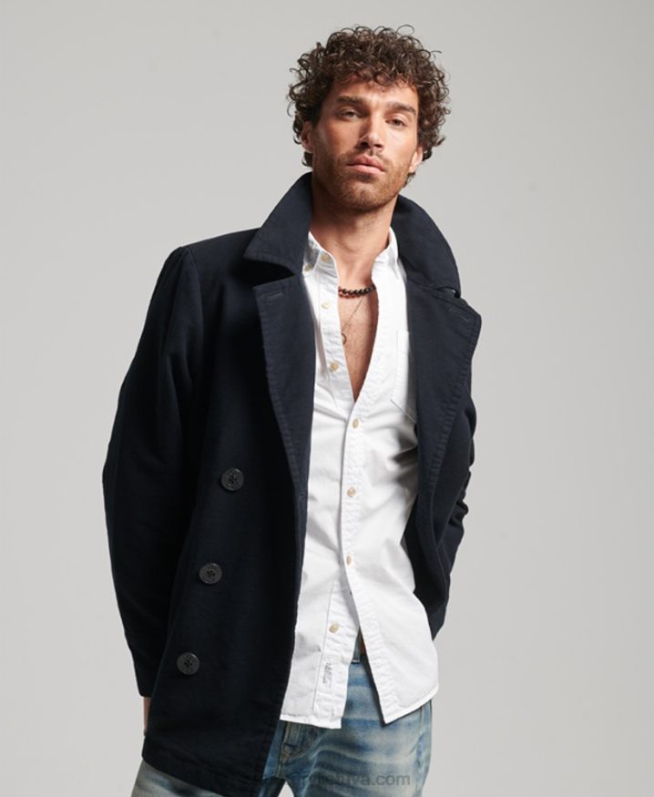 Superdry Merchant Store - Moleskin Pea Coat Navy Men