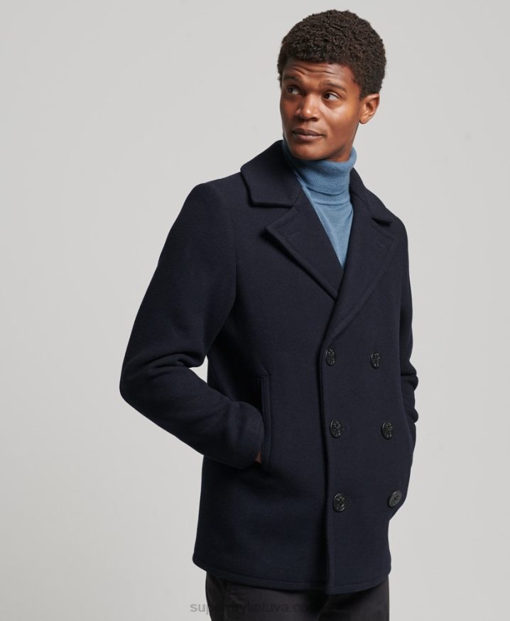 Superdry Merchant Store - Wool Pea Coat Navy Men