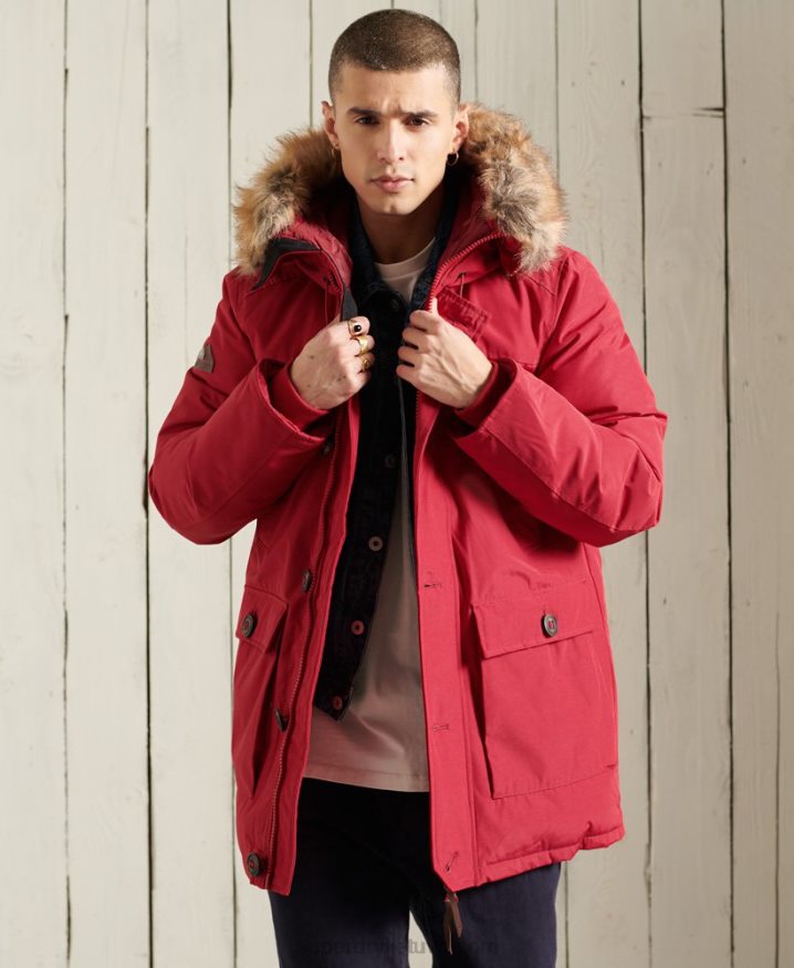 Superdry Rookie Down Parka Coat Red Men