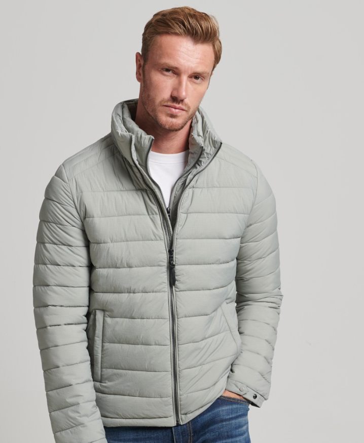 Superdry Short Lightweight Puffer Coat Light Grey Men