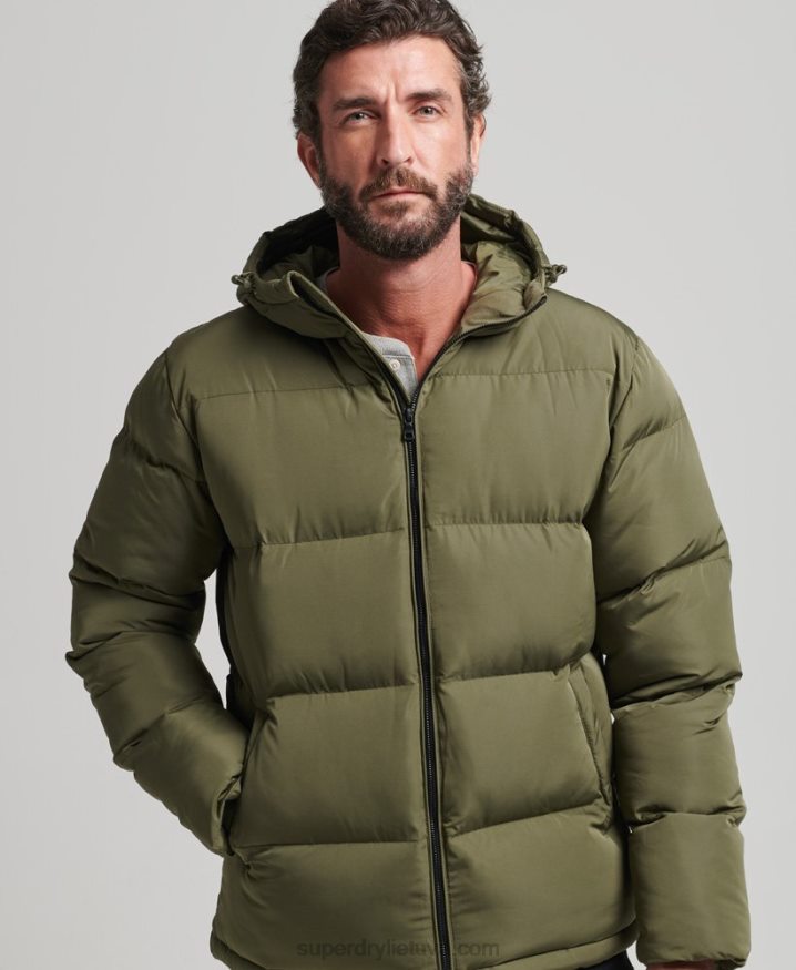 Superdry Short Puffer Coat Khaki Men