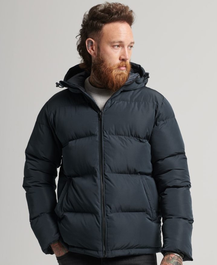 Superdry Short Puffer Coat Navy Men