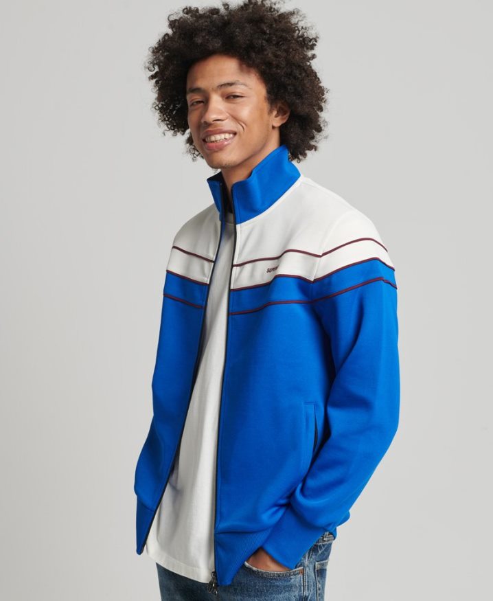 Superdry Vintage Zip Thru Track Top Blue Men Superdry Vintage Zip Thru Track Top Blue Men