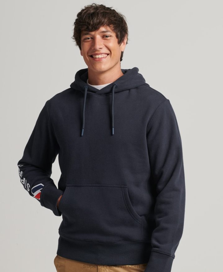 Superdry Applique Hoodie Navy Men