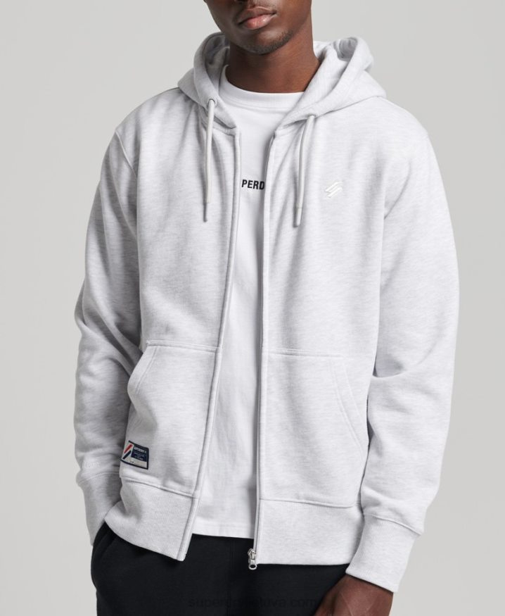 Superdry Code Essential Zip Hoodie Light Grey Men