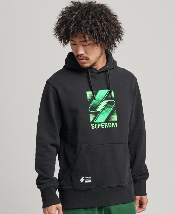 Superdry Code Halftone Loose Hoodie Black Men