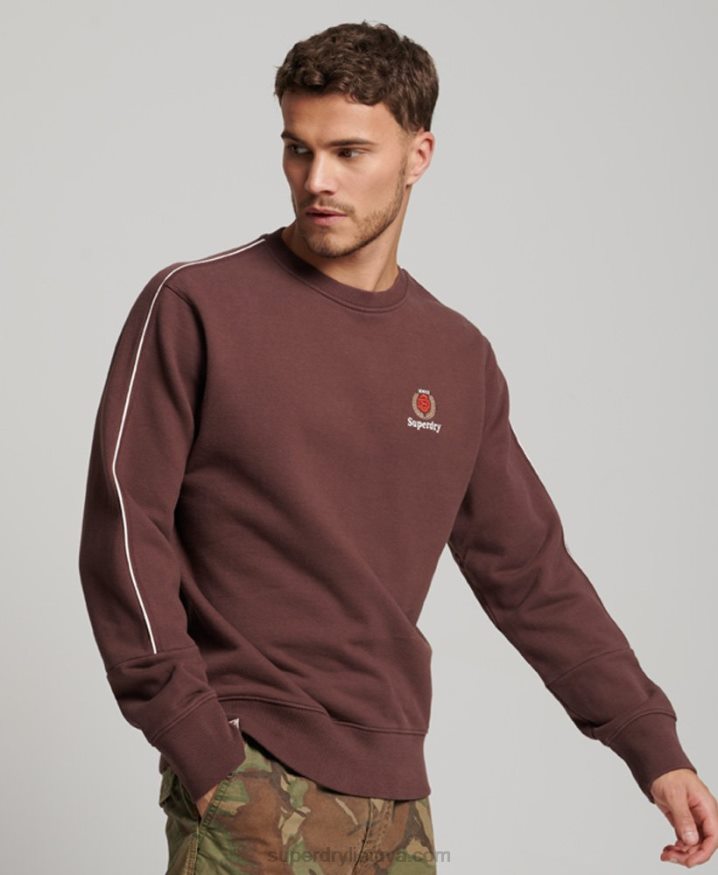 Superdry Code Heritage Crew Sweatshirt Brown Men Superdry Code Heritage Crew Sweatshirt Brown Men