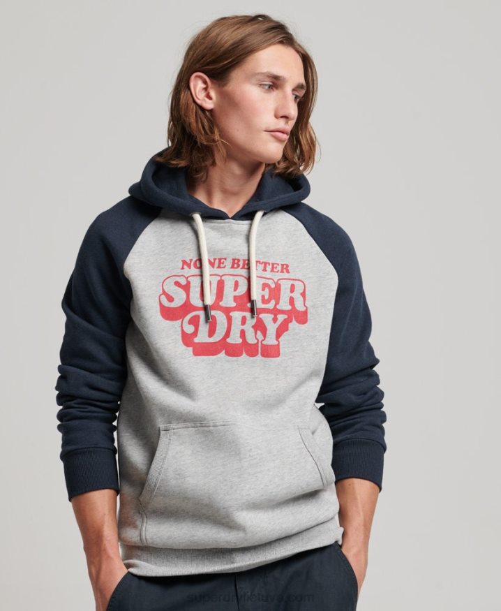 Superdry Cooper Class Raglan Hoodie Grey Men