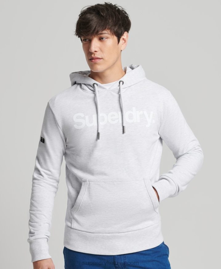 Superdry Core Logo Unbrushed Hoodie Light Grey Men Superdry Core Logo Unbrushed Hoodie Light Grey Men