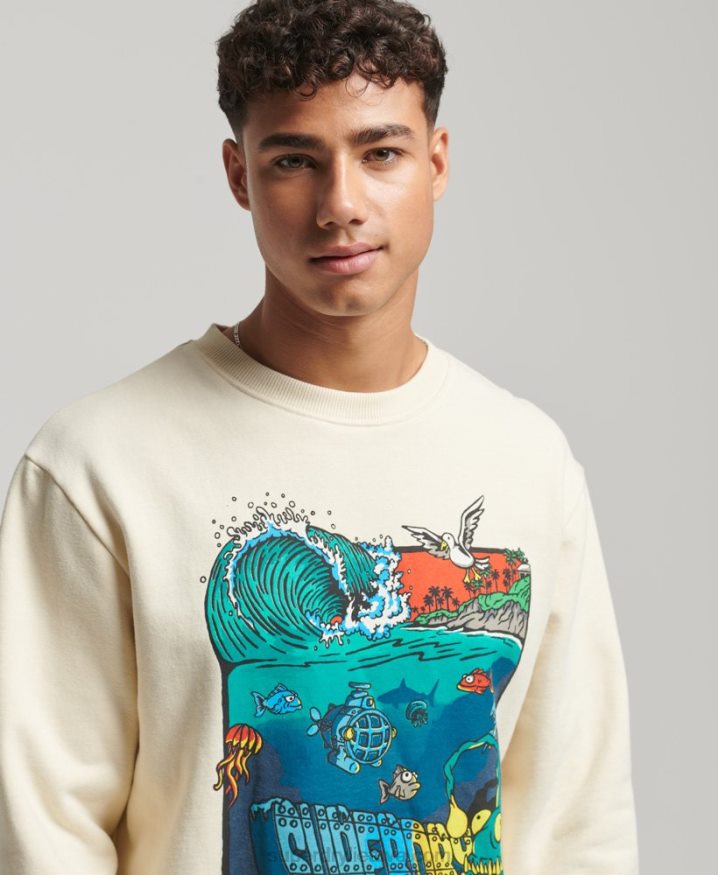 Superdry Creatures Crew Sweatshirt Cream Men