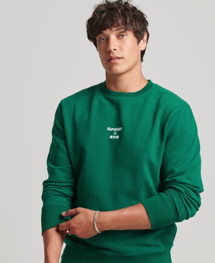 Superdry Embroidered Logo Loose Crew Sweatshirt Green Men