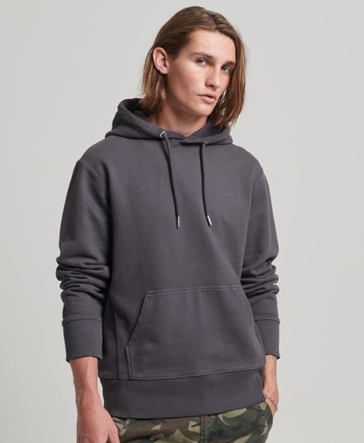 Superdry Essential Overdyed Hoodie Dark Grey Men