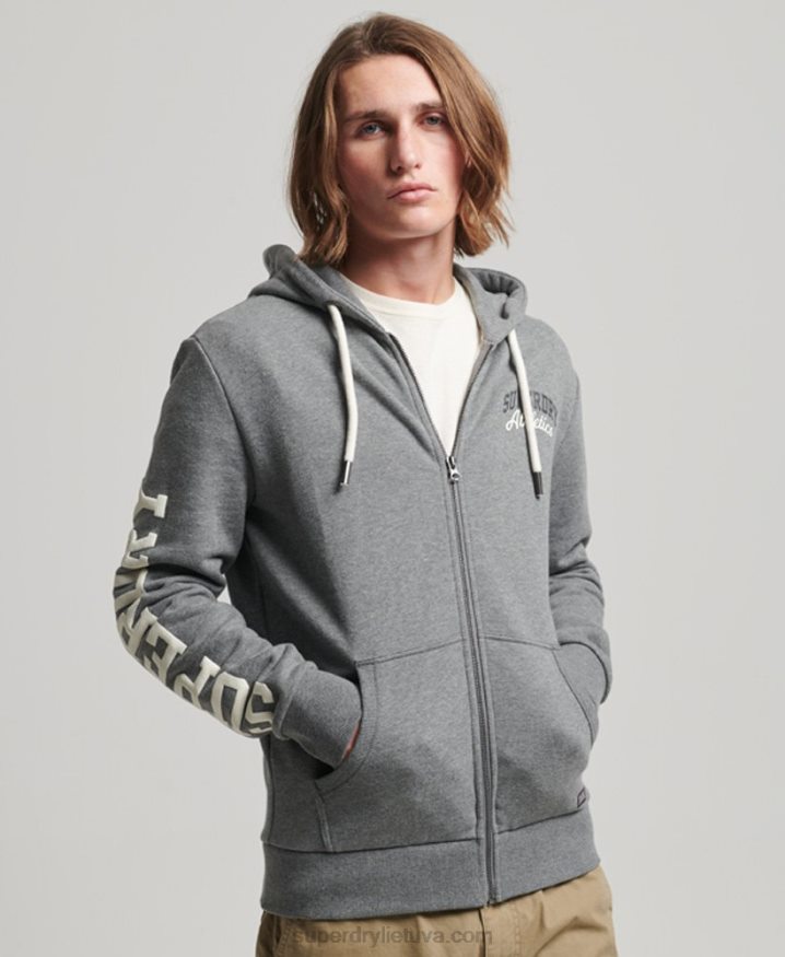 Superdry Gym Athletic Zip Hoodie Grey Men