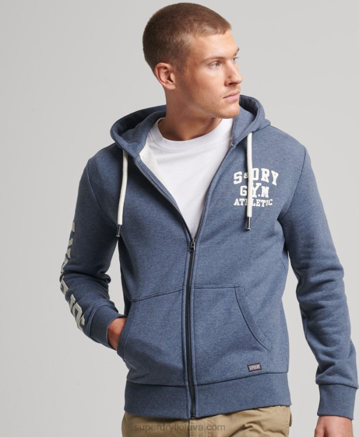 Superdry Gym Athletic Zip Hoodie Navy Men