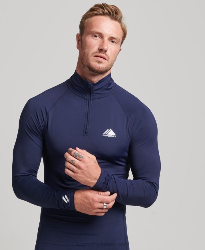 Superdry Half Zip Base Layer Top Navy Men