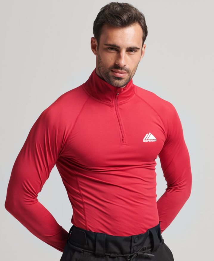 Superdry Half Zip Base Layer Top Red Men