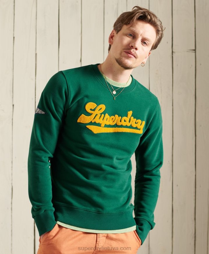 Superdry Limited Edition College Chenille Sweatshirt Green Men