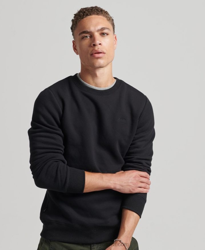 Superdry Organic Cotton Essential Logo Crew Sweatshirt Black Men