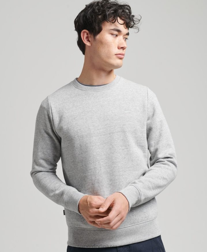 Superdry Organic Cotton Essential Logo Crew Sweatshirt Grey Men