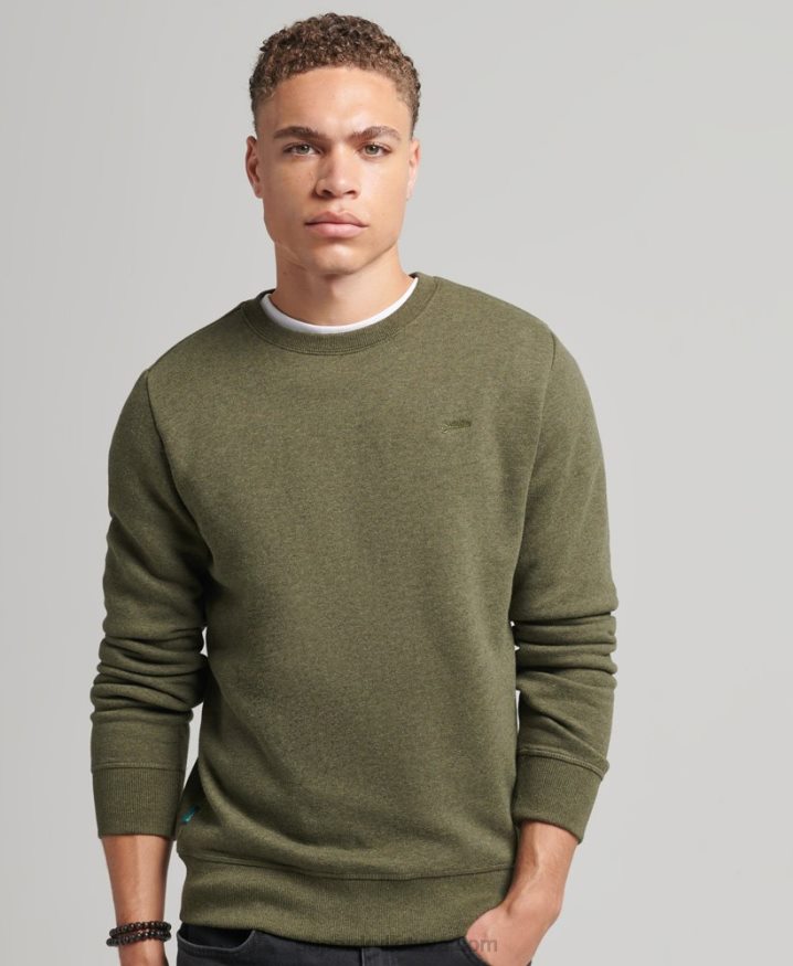 Superdry Organic Cotton Essential Logo Crew Sweatshirt Khaki Men