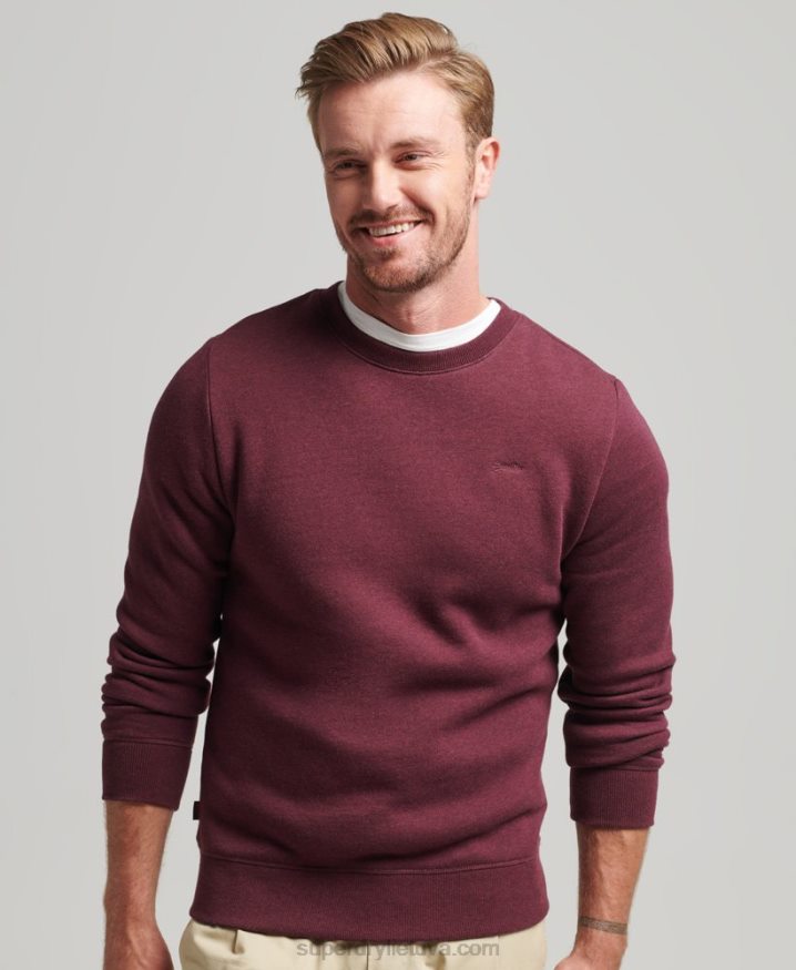 Superdry Organic Cotton Essential Logo Crew Sweatshirt Red Men