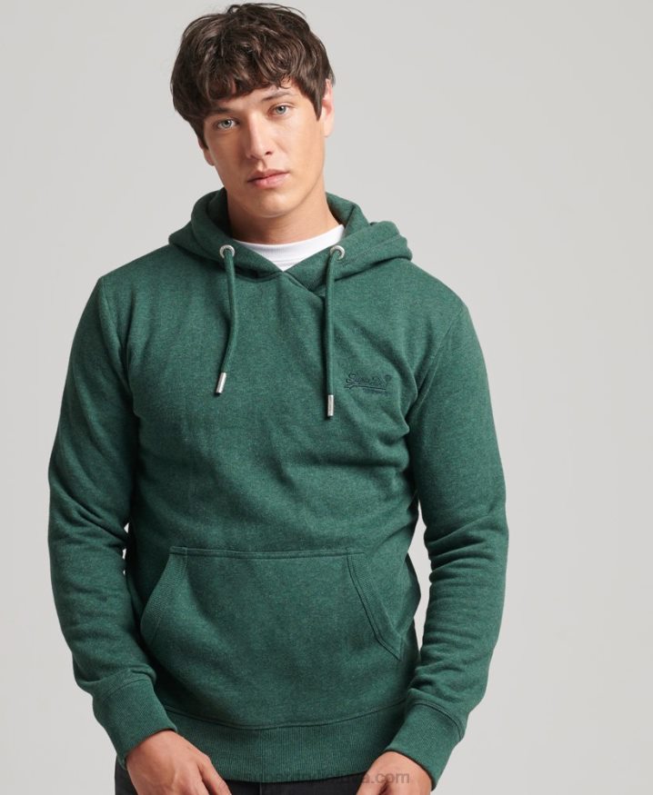 Superdry Organic Cotton Essential Logo Hoodie Green Men