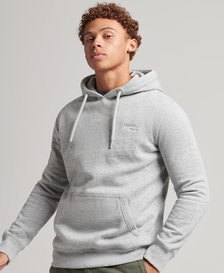 Superdry Organic Cotton Essential Logo Hoodie Grey Men