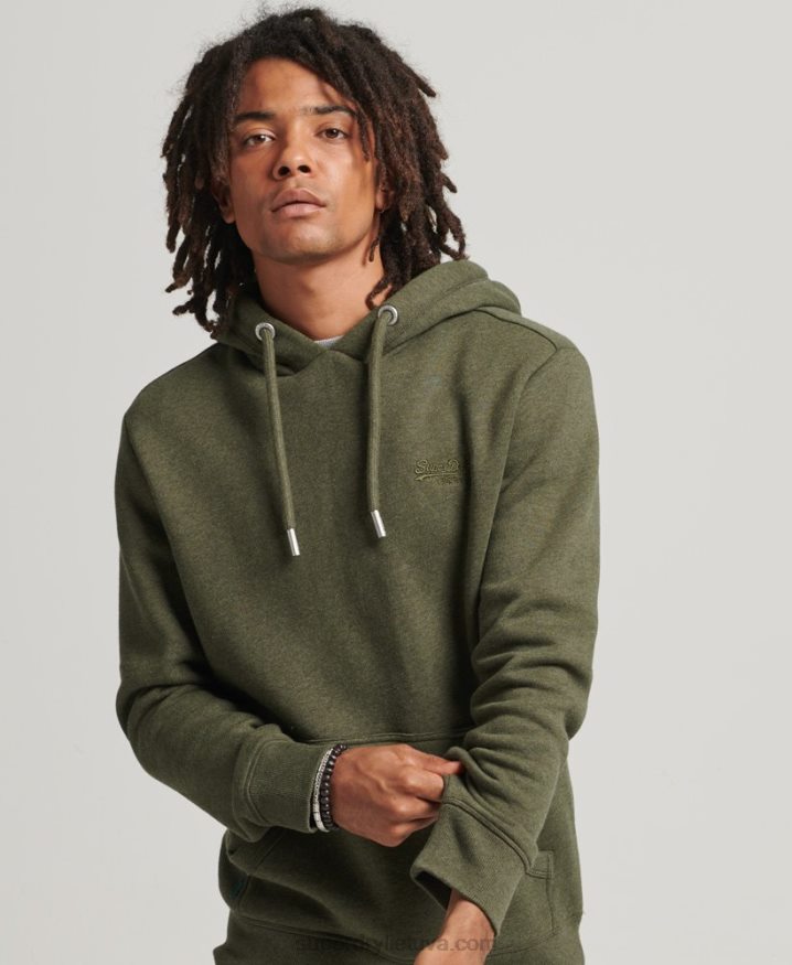 Superdry Organic Cotton Essential Logo Hoodie Khaki Men