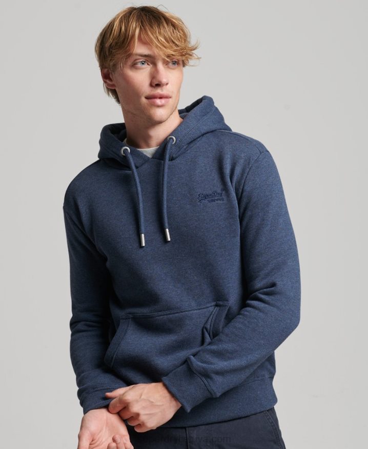 Superdry Organic Cotton Essential Logo Hoodie Navy Men