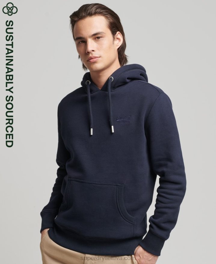 Superdry Organic Cotton Vintage Logo Embroidered Hoodie Navy Men Superdry Organic Cotton Vintage Logo Embroidered Hoodie Navy Men