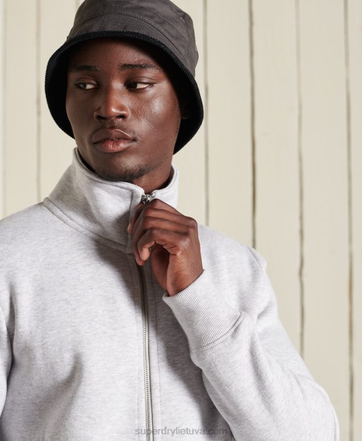 Superdry Organic Cotton Vintage Logo Zip Track Top Light Grey Men Superdry Organic Cotton Vintage Logo Zip Track Top Light Grey Men