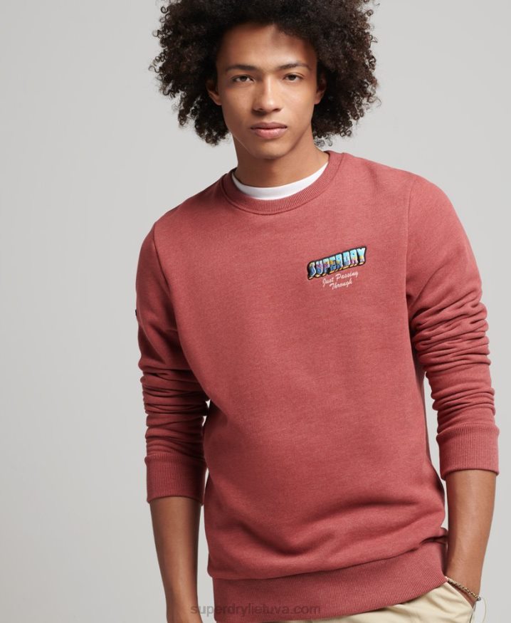 Superdry Travel Postcard Graphic Sweatshirt Red Men