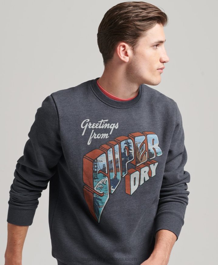 Superdry Travel Sticker Crew Sweatshirt Navy Men