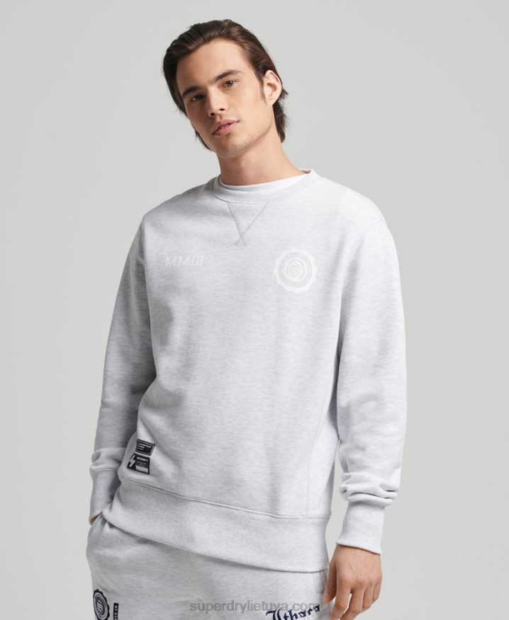 Superdry Varsity Arch Crew Sweatshirt Light Grey Men