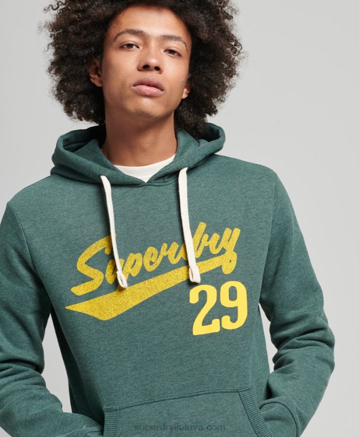 Superdry Vintage Athletic City Script Hoodie Green Men Superdry Vintage Athletic City Script Hoodie Green Men