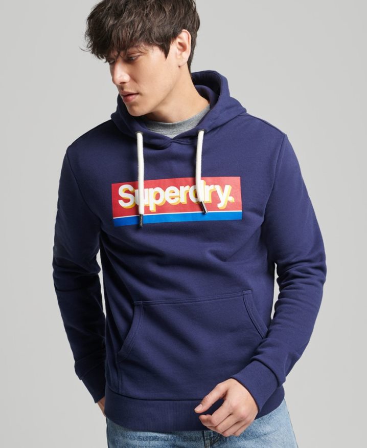 Superdry Vintage Core Logo Seasonal Hoodie Navy Men Superdry Vintage Core Logo Seasonal Hoodie Navy Men