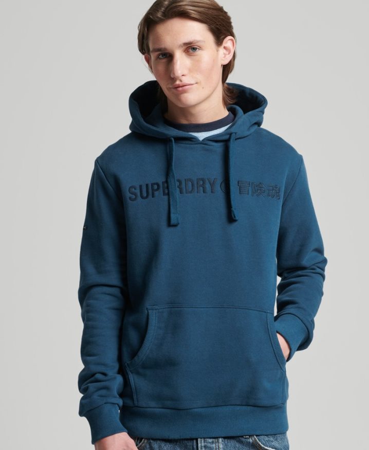Superdry Vintage Corporate Logo Hoodie Blue Men Superdry Vintage Corporate Logo Hoodie Blue Men