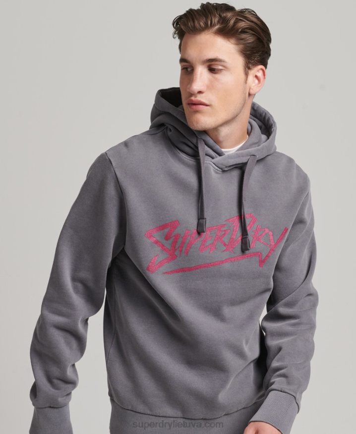 Superdry Vintage Indie Mark Hoodie Dark Grey Men Superdry Vintage Indie Mark Hoodie Dark Grey Men