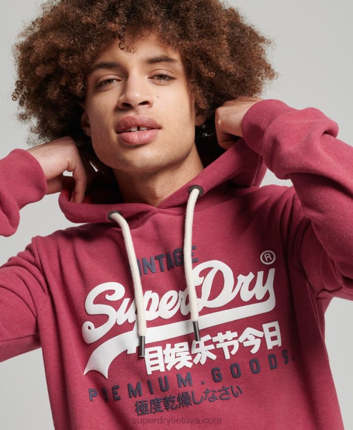 Superdry Vintage Logo Classic Hoodie Red Men Superdry Vintage Logo Classic Hoodie Red Men