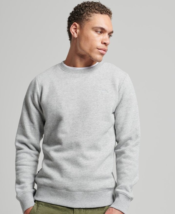 Superdry Vintage Logo Embroidered Crew Sweatshirt Grey Men Superdry Vintage Logo Embroidered Crew Sweatshirt Grey Men
