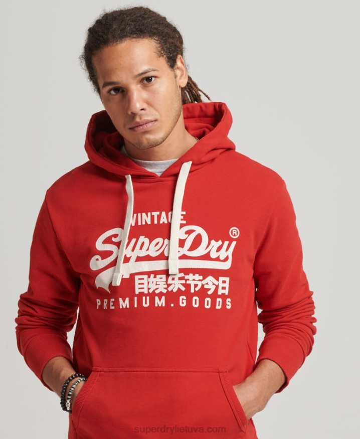 Superdry Vintage Logo Heritage Hoodie Red Men Superdry Vintage Logo Heritage Hoodie Red Men