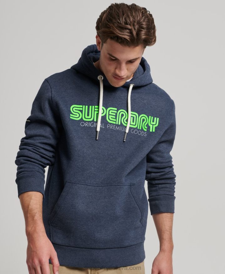 Superdry Vintage Retro Repeat Hoodie Blue Men Superdry Vintage Retro Repeat Hoodie Blue Men