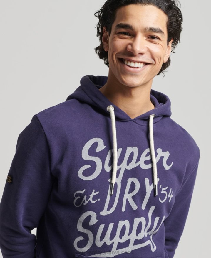 Superdry Vintage Script Style Hoodie Navy Men Superdry Vintage Script Style Hoodie Navy Men