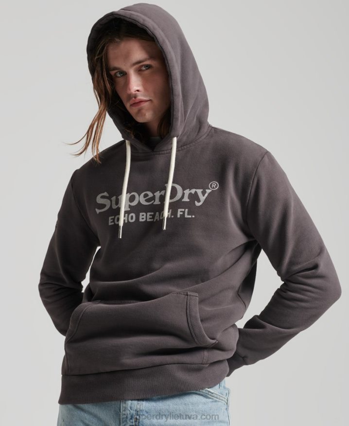 Superdry Vintage Venue Classic Hoodie Dark Grey Men Superdry Vintage Venue Classic Hoodie Dark Grey Men