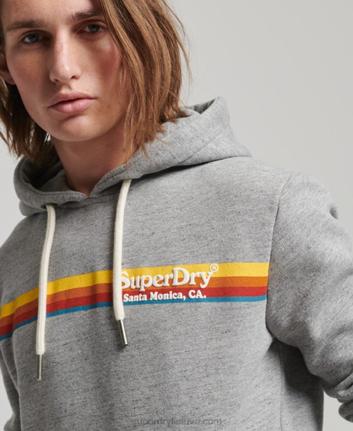 Superdry Vintage Venue Hoodie Grey Men Superdry Vintage Venue Hoodie Grey Men